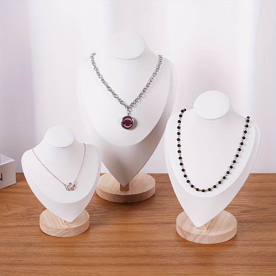 Wood Jewelry Stand for Necklaces with Portrait Neck Mold