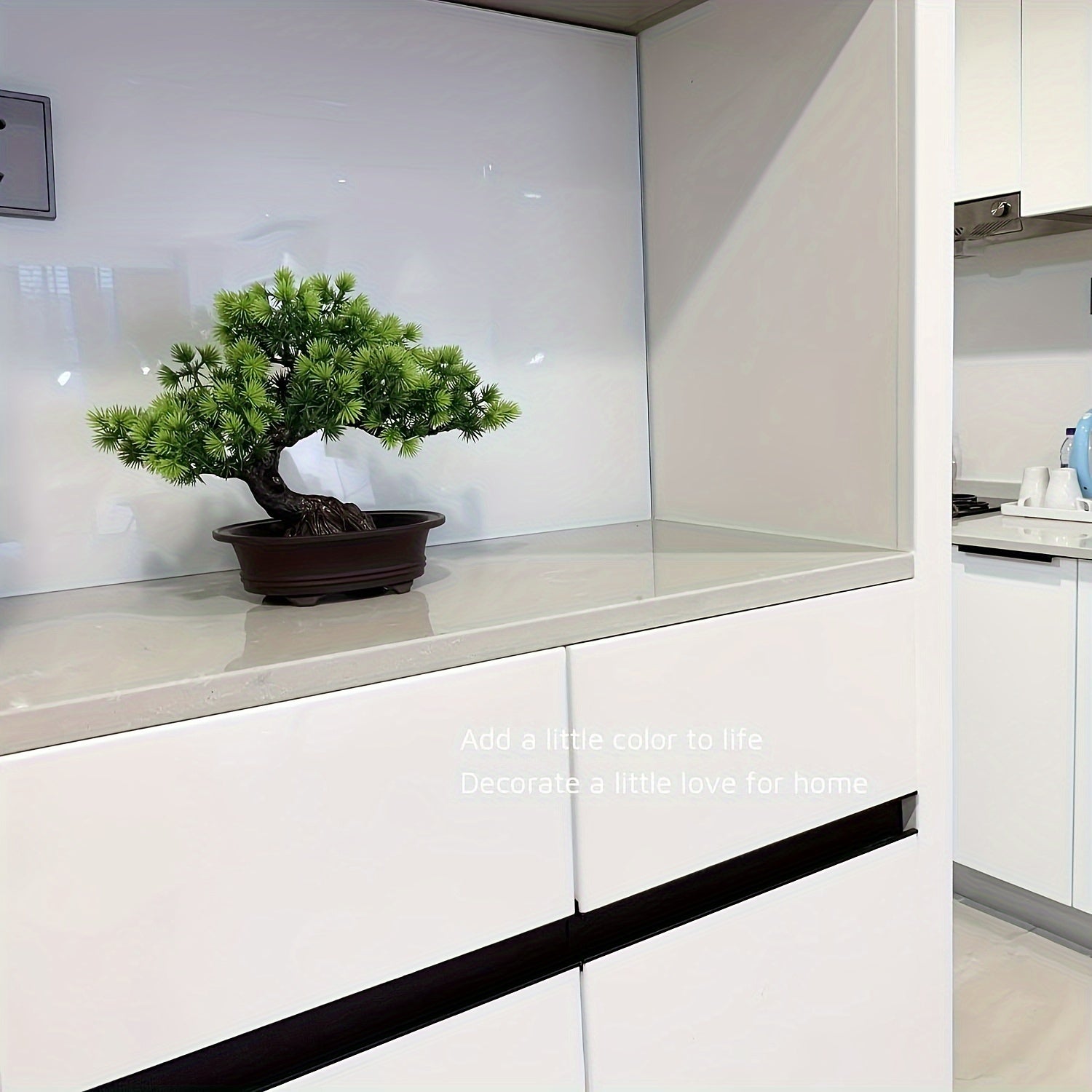 1 Искусственное сосновое бонсай дерево в черном горшке - 24,13 см в высоту, легкий в уходе комнатный зеленый декор для дома