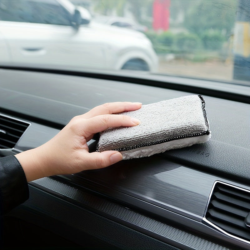 Microfiber Cleaning Sponge Dual Sided for Car, Kitchen, Faux Leather Gray