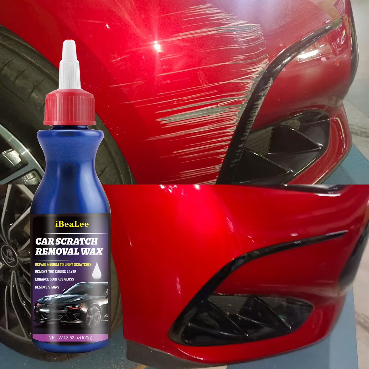 Avtomobil chizig'ini tuzatish uchun universal bo'yoq olib tashlash vositasi va polishing qoldiq bilan to'ldirilgan tozalash komplekti