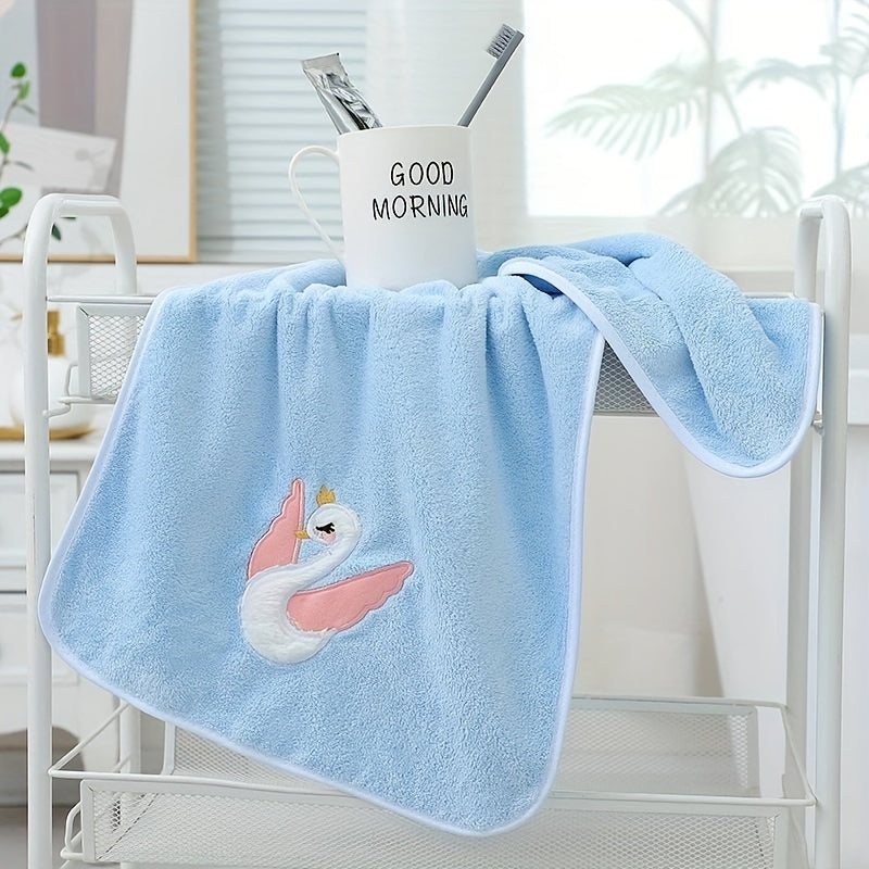 Toalla de baño de dibujos animados de cisne para niños 75x35cm suave, absorbente y de secado rápido