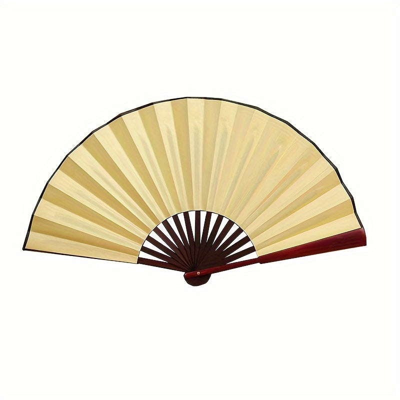 Black Bamboo Folding Fan for Weddings and Parties Traditional Textured Fabric