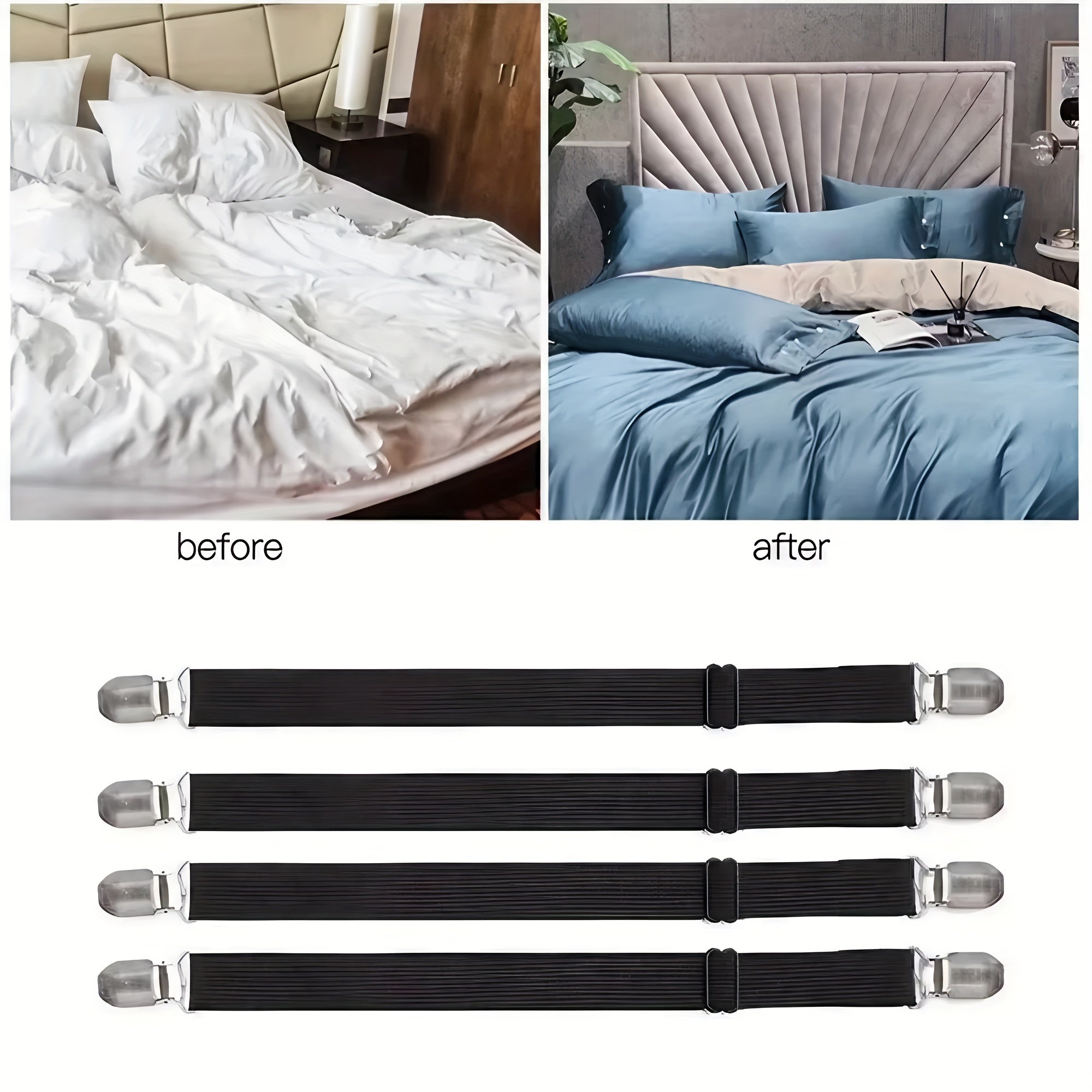 Set of 4 Non-Slip Heavy Duty Bed Sheet Holders Clips for Securing Sheets and Covers
