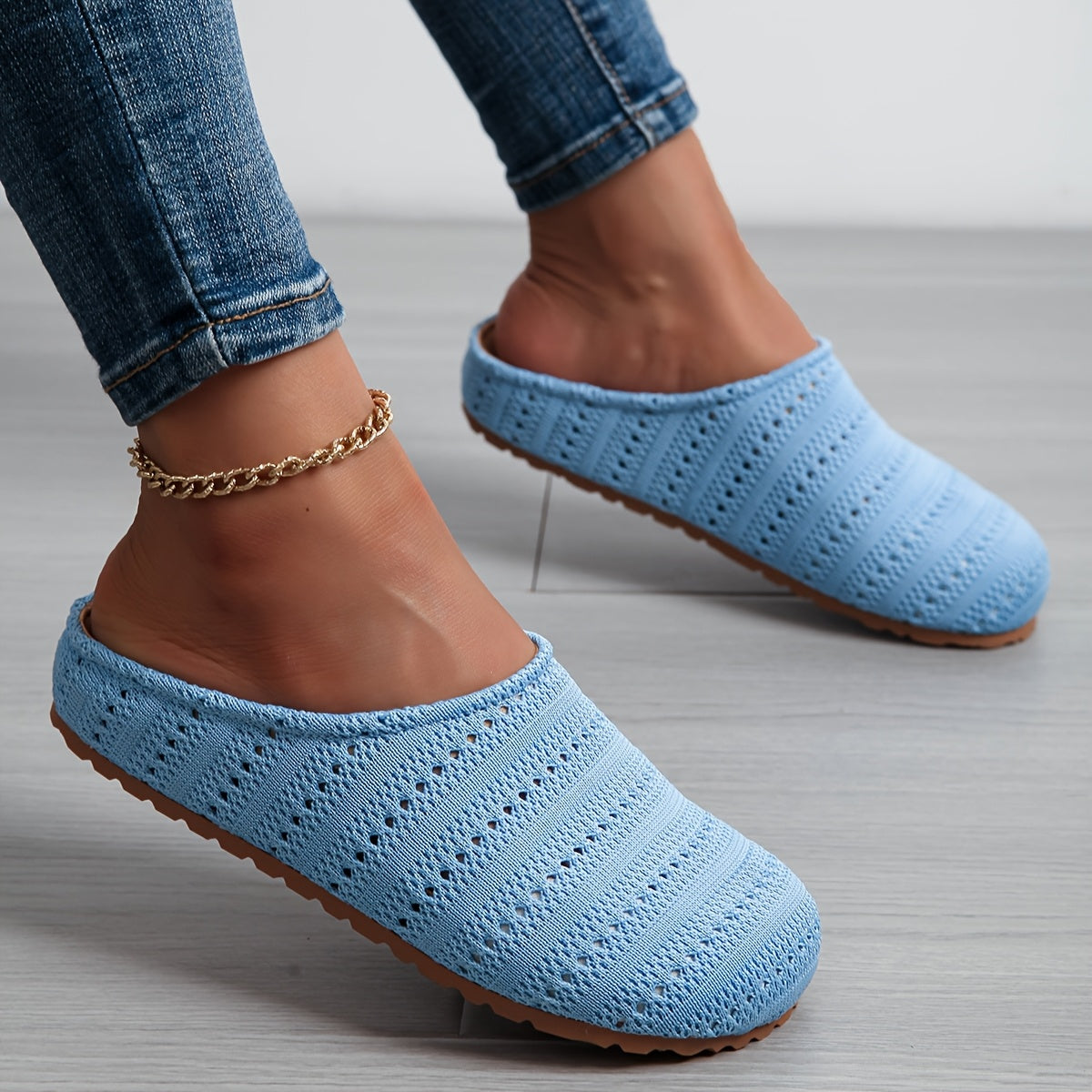 Women's Knit Slip-On Mules Summer Breathable Bohemian Large Size Shoes