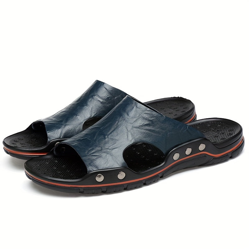 Zapatillas vintage para hombre con punta abierta, de microfibra y cuero sintético, casuales, con suela de goma antideslizante