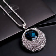 Women's Round Pendant Necklace with Cubic Zirconia Halo for Parties and Gifts