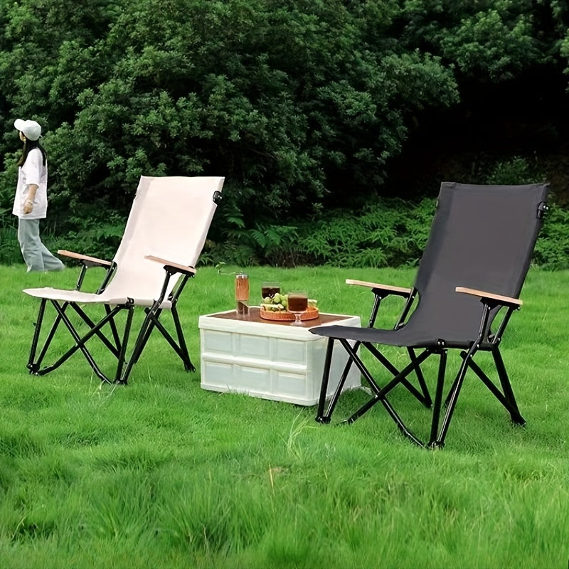 Outdoor Folding Chair for Adults Steel Frame Supports Up to 300kg Portable Beach Picnic