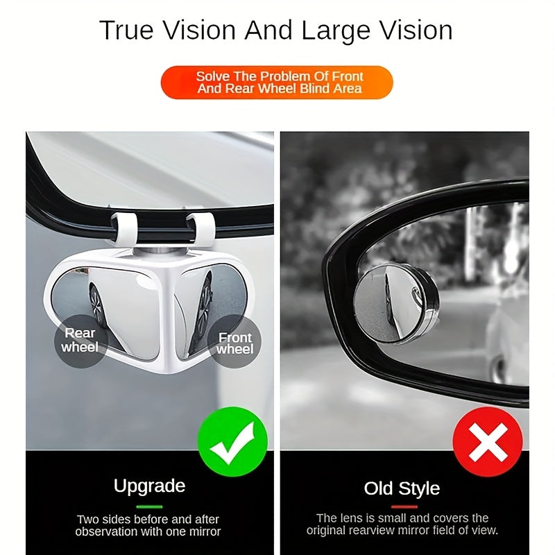 Universal 360° Rotatable Oval Blind Spot Mirrors for Cars and Trucks