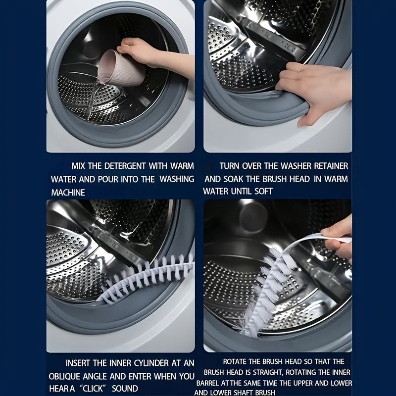 1 dona Plastik Kir yuvish mashinasi Barabanini tozalash cho'tkasi, Uzoq tutqichli Ichki idish tozalagich, Qo'lda ishlatiladigan Elektrsiz texnik xizmat ko'rsatish asbobi.
