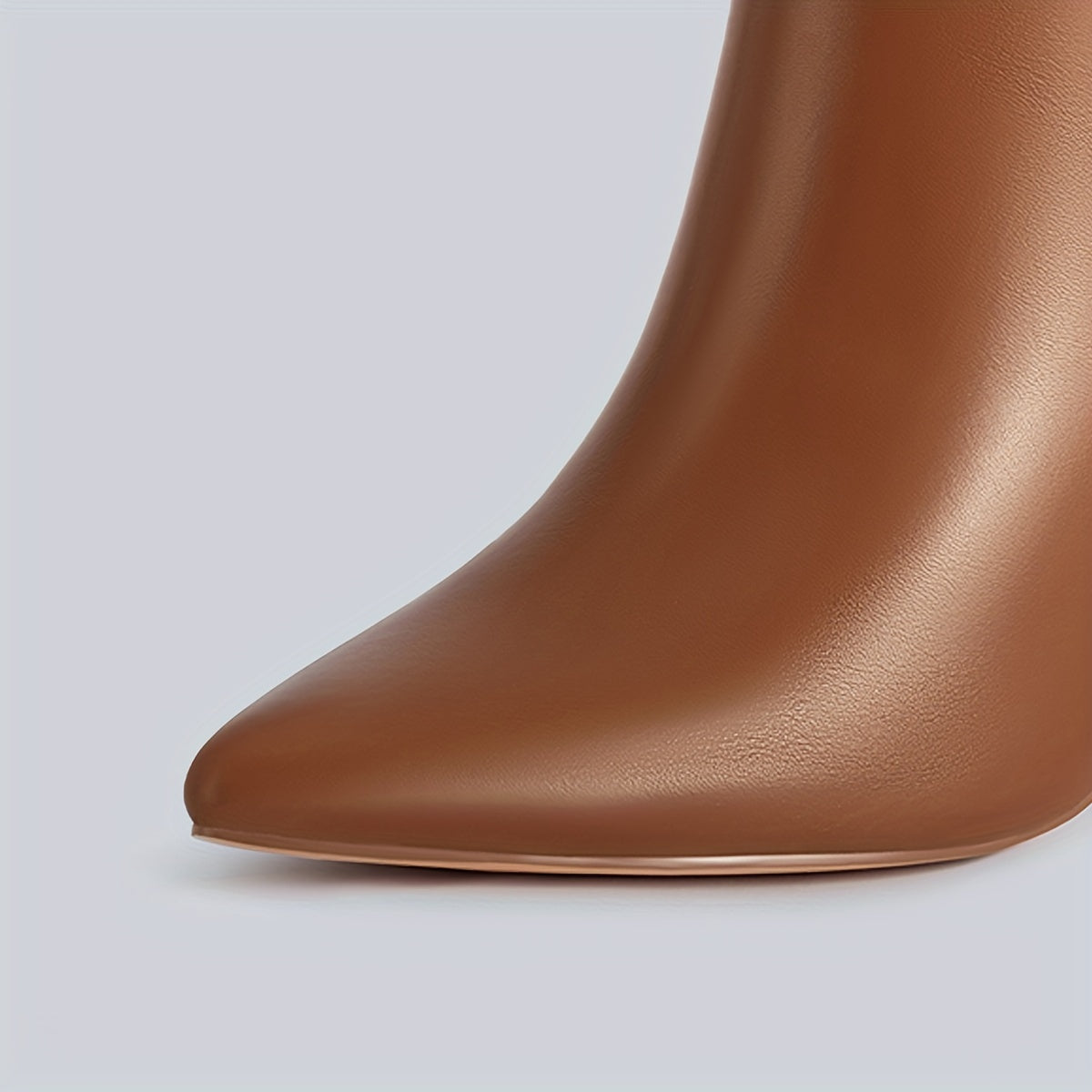 Women's Solid Color Slip-On Pointed Toe Boots with Zipper and Stiletto Heel