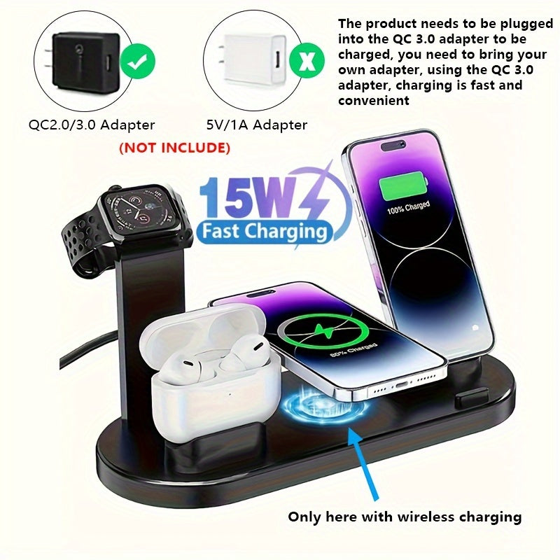 3-in-1 Wireless Charging Dock for iPhone AirPods and Samsung Devices Fast Charging
