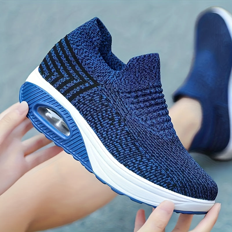 ayollar uchun nafas oluvchi to'qilgan slip-on sport poyafzallari yurish uchun tashqarida sport