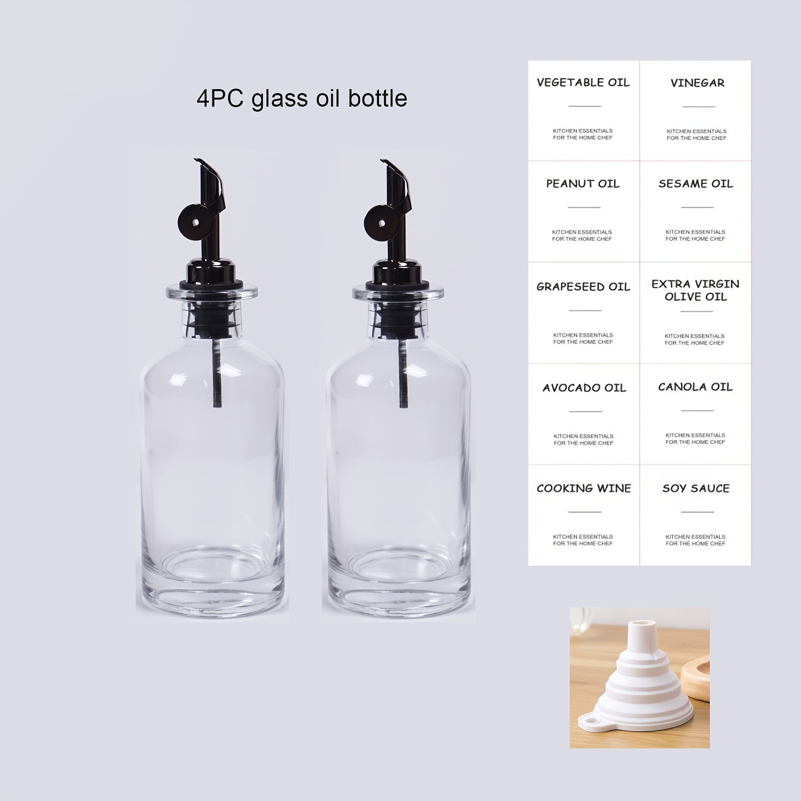 Set of 4 Oil and Vinegar Dispenser Bottles with Leak-Proof Design