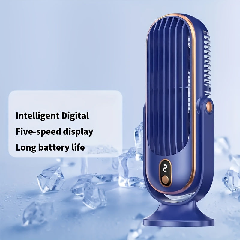 Dual-Motor Desk Fan Portable USB Rechargeable Oscillating 5-Speed for Home Office Outdoor