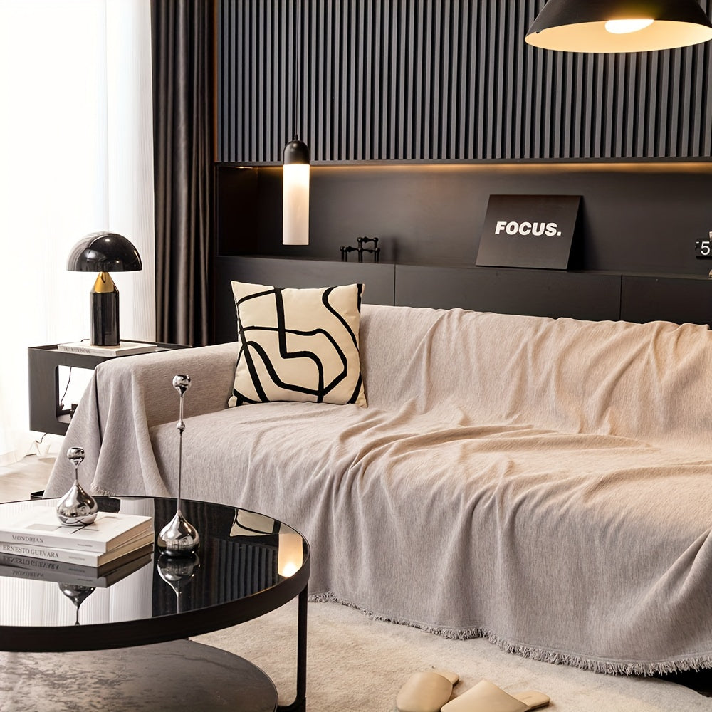 Tasselli suv o'tkazmaydigan divan qoplamasi, yuvilishi mumkin va bardoshli, yashash xonasi uy bezaklari uchun universal mebelni himoya qilish.