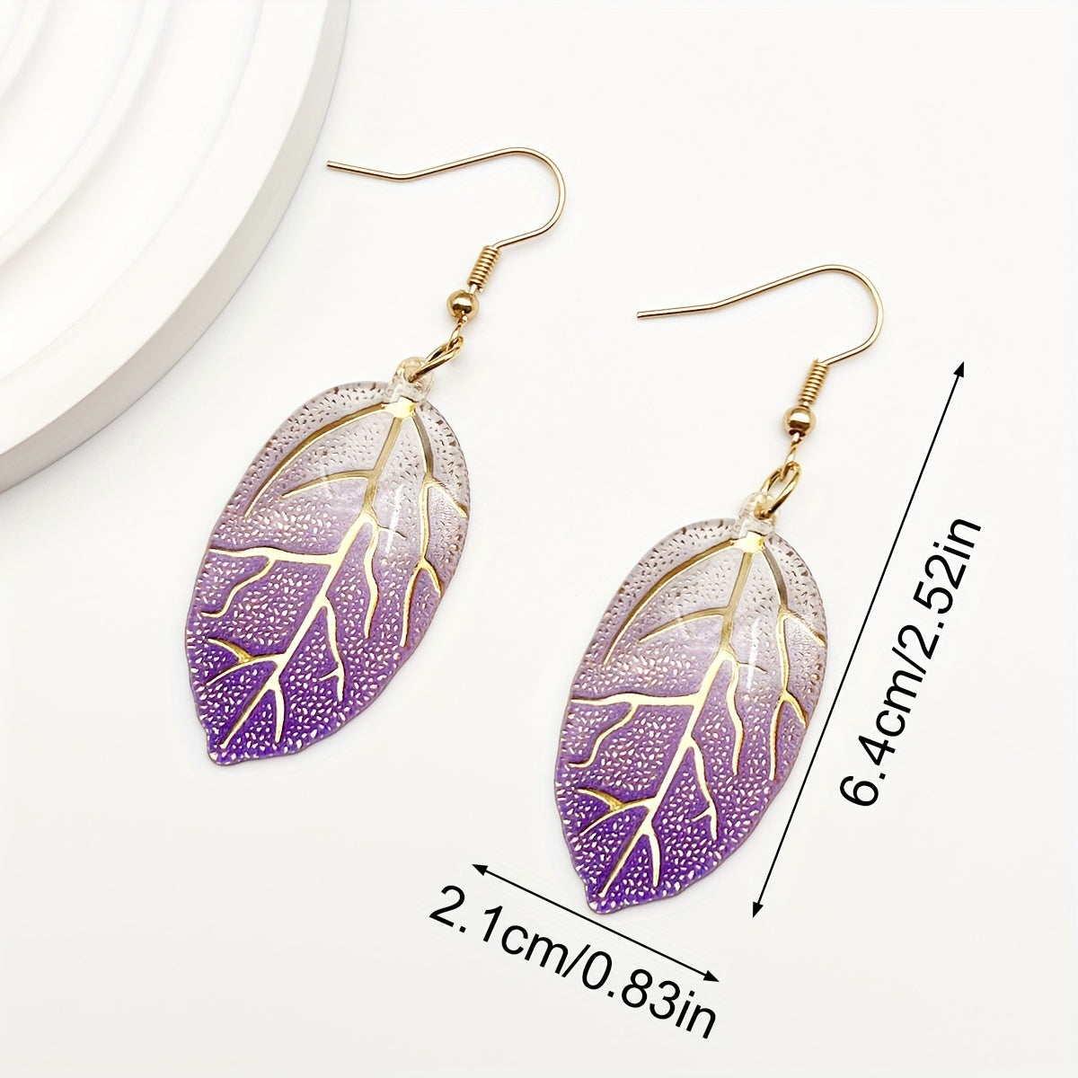 Ayollar uchun akril bargli sirg‘alar, gradient ranglar, engil, bohem uslubi