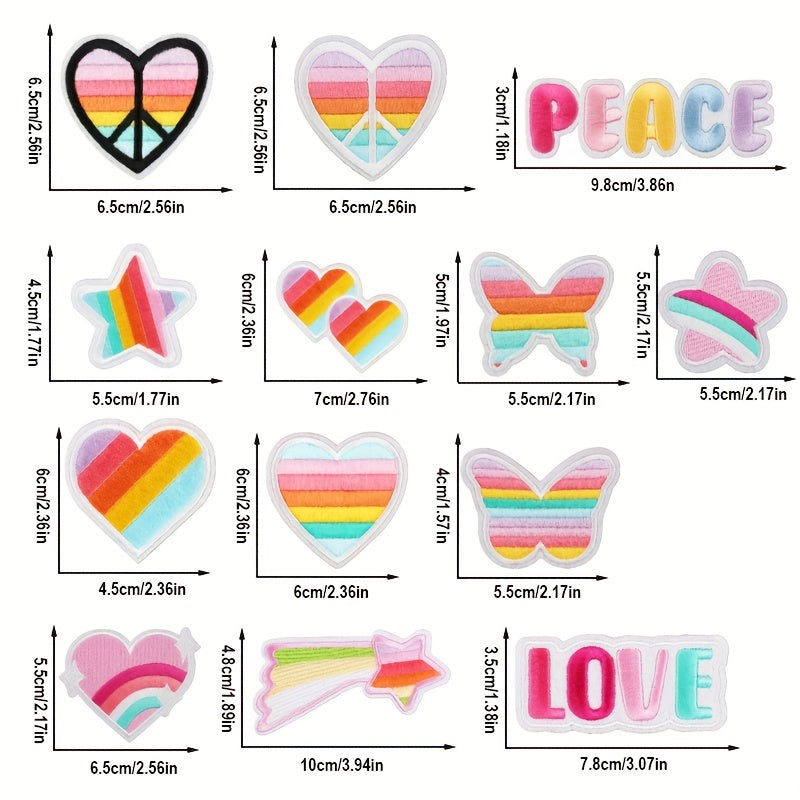 Набор из 15/16 розовых термопатчей с вышивкой для девочек, подходящих для пришивания на одежду, куртки, джинсы, рюкзаки и шляпы.