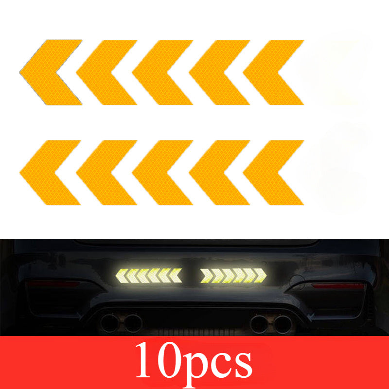 10 шт. светоотражающих стрелок-наклеек PET, высоковидимых защитных наклеек для транспортных средств