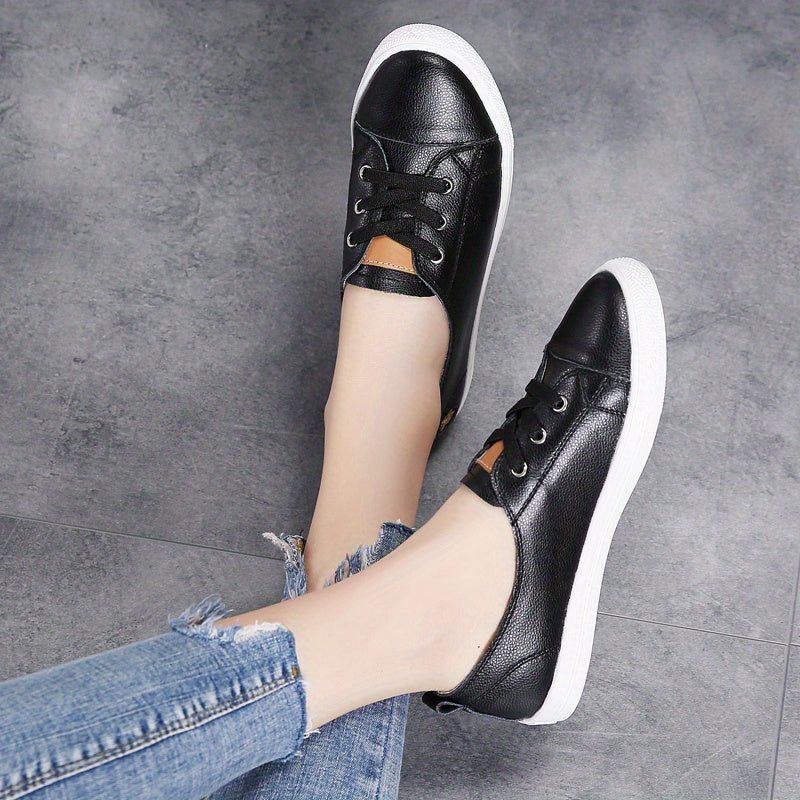 Women Casual Black White Canvas Sneakers with Golden Accents