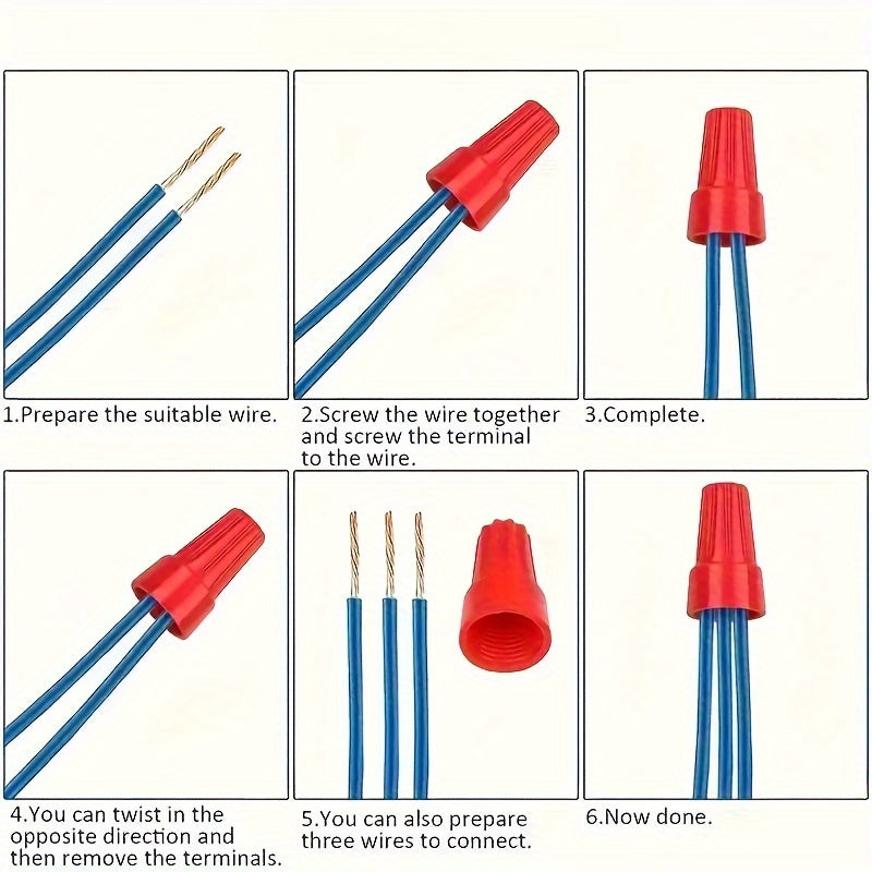 40pcs Electrical Wire Connectors Stainless Steel Spring PVC Flame Retardant Housing