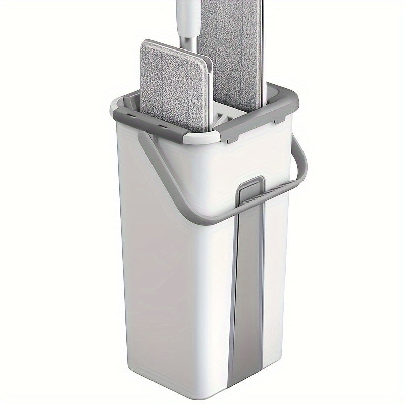 Microfiber Mop and Bucket Set with Hands-Free Washing System for Floor Cleaning