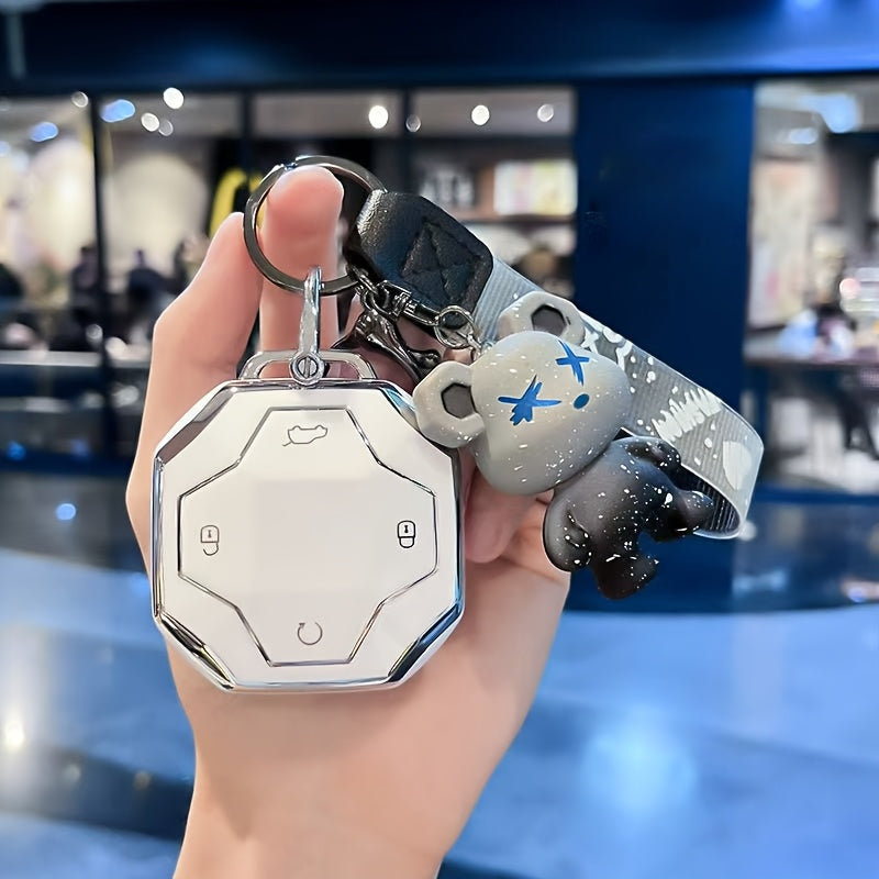 Key Shell for Car Keys TPU Protective Case with Keychain Octagonal Style