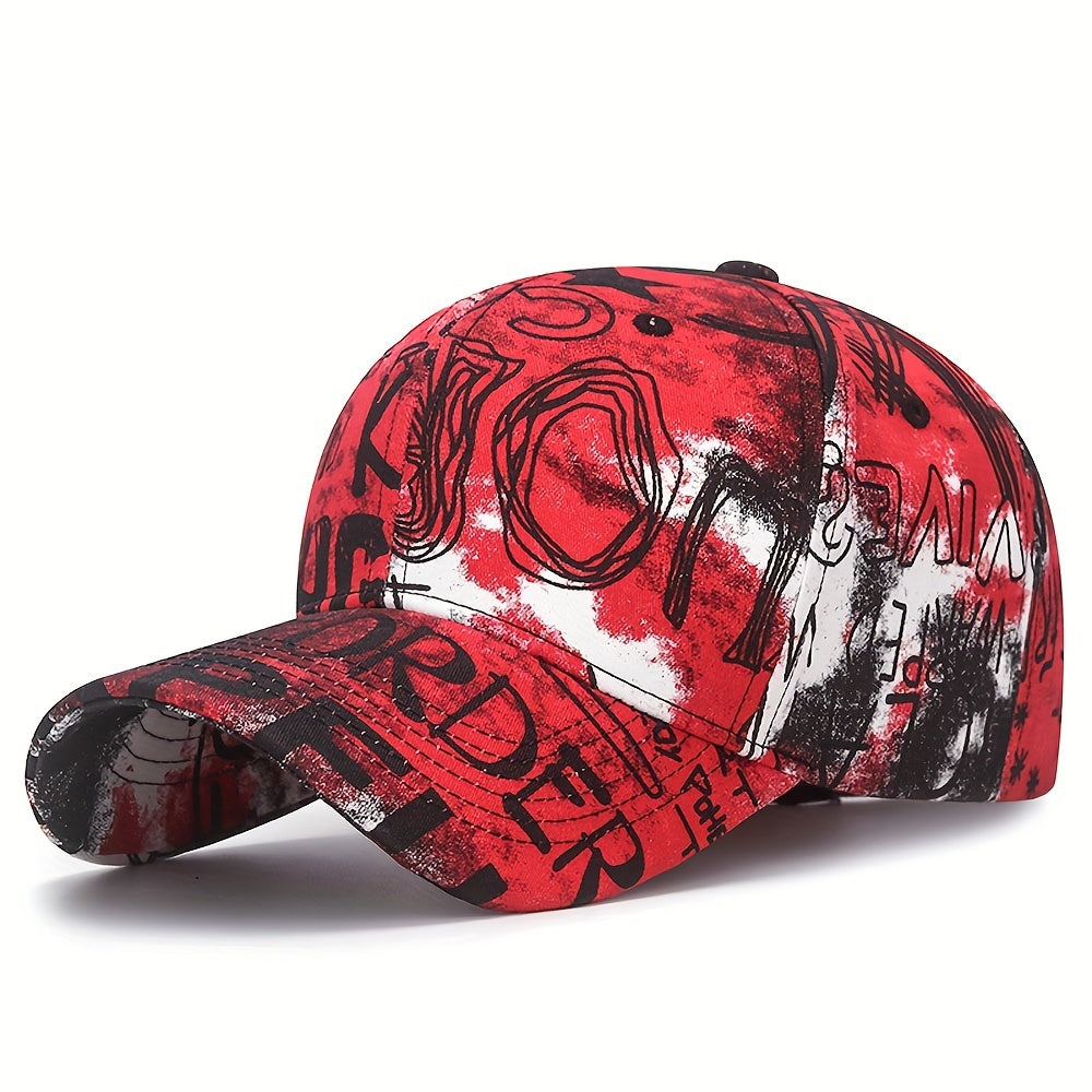 Graffiti Flower Cotton Baseball Cap Street Style Geometric Pattern Unisex