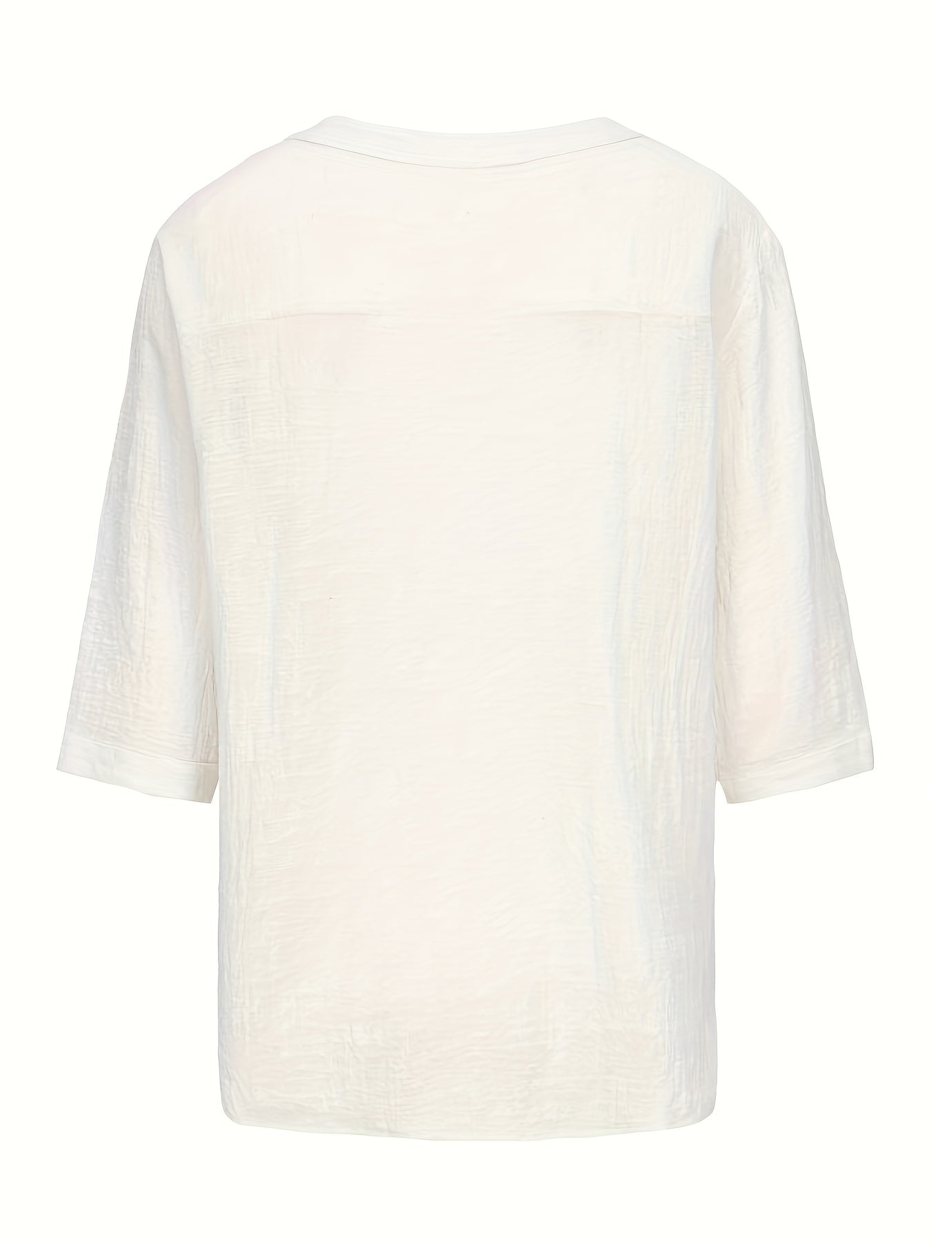 Men's Cotton V-Neck T-Shirt with Drawstring Solid Color Loose Fit Summer Plus Size