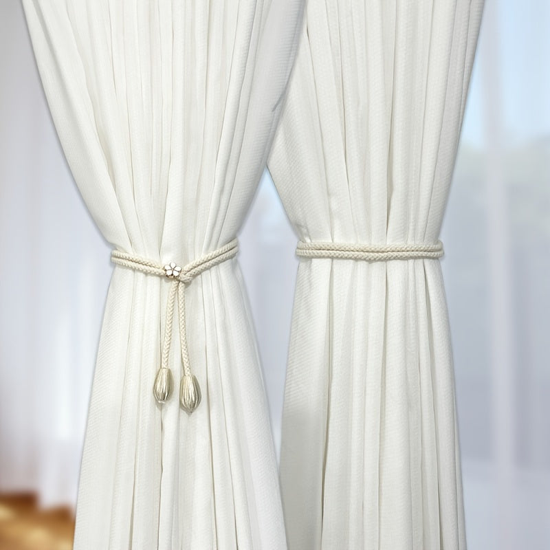 Set of 2 Adjustable Polyester Curtain Tiebacks with Decorative Flower Design