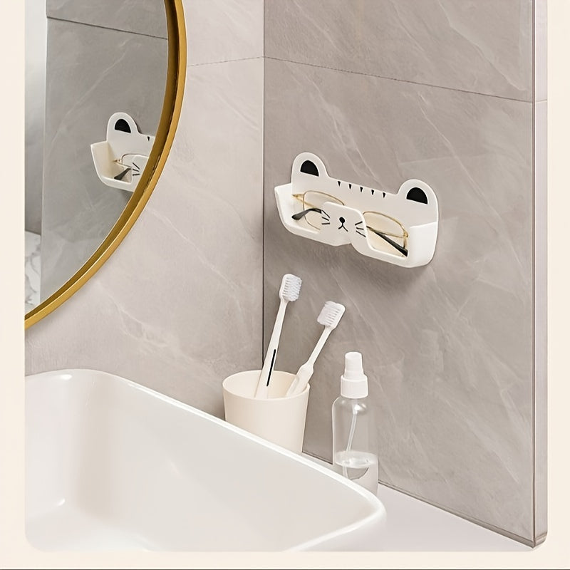 Whimsical Cat Wall Mount Eyeglass Holder Plastic Space-Saving Decor