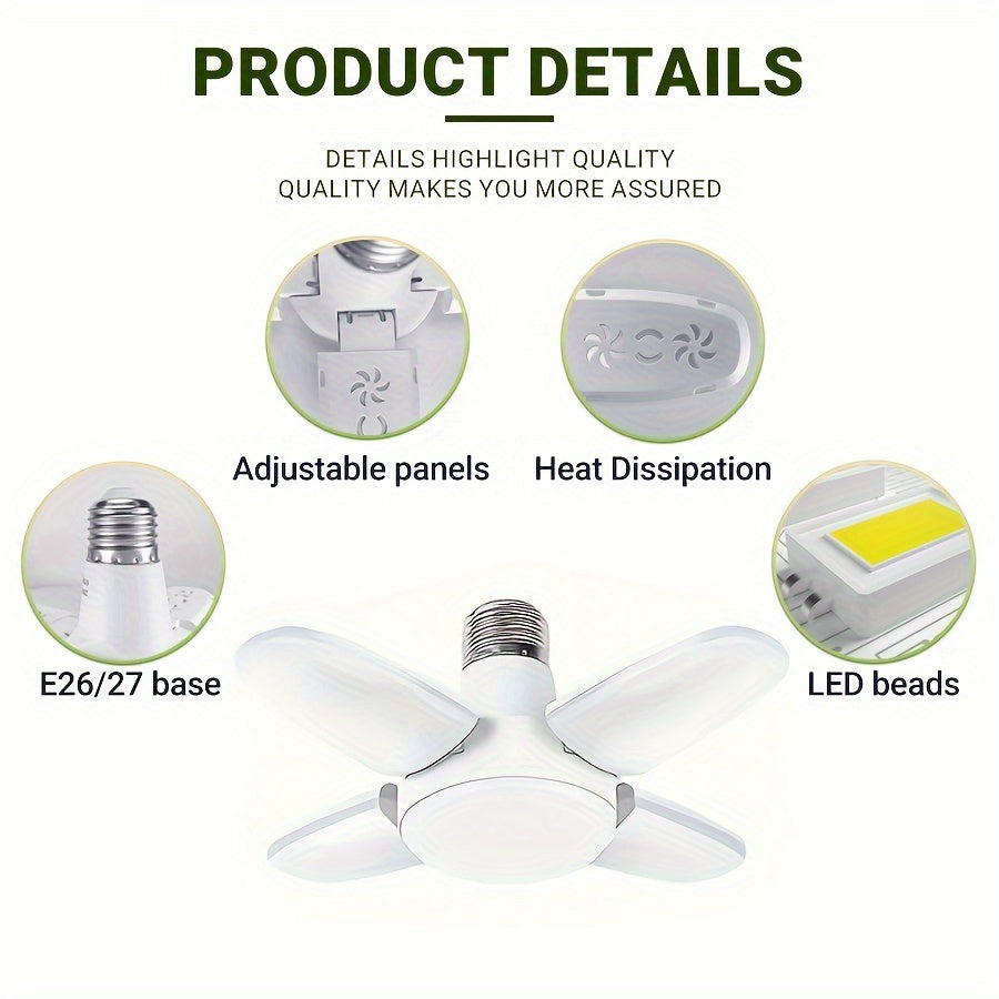 Compact LED Pendant Light 28W Foldable Adjustable Indoor Garage Lighting