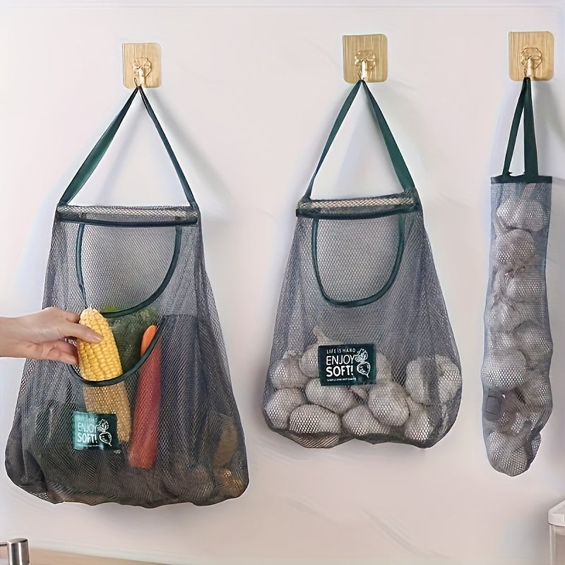 Wall-Mounted Fruit and Vegetable Organizer Multi-Purpose Kitchen Storage Net Bag