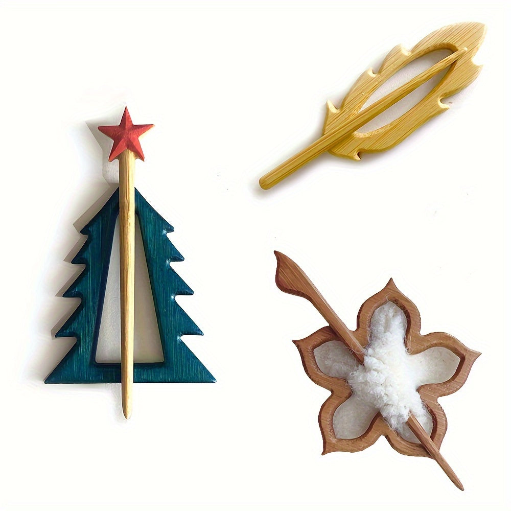 Ayollar va bolalar uchun 3 ta qoʻlda tayyorlangan yogʻoch hayvonlar broshuralari toʻplami