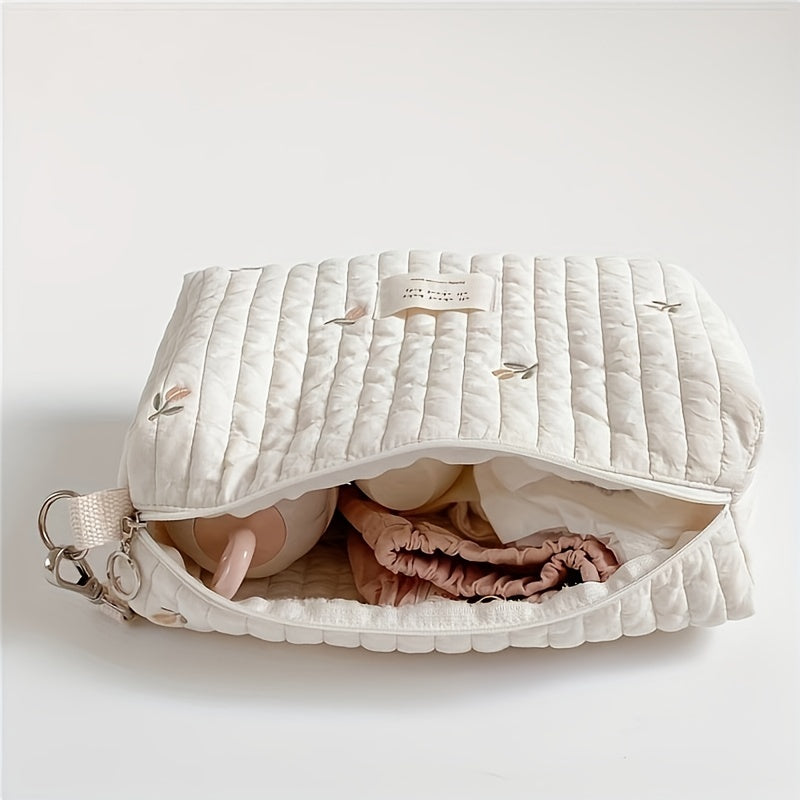 Paxta choyshab sumkasi, zipli tikuvchilik bilan tashkil etuvchi, qayta ishlatiladigan ho'l va quruq bolalar aravachasi uchun kaddy