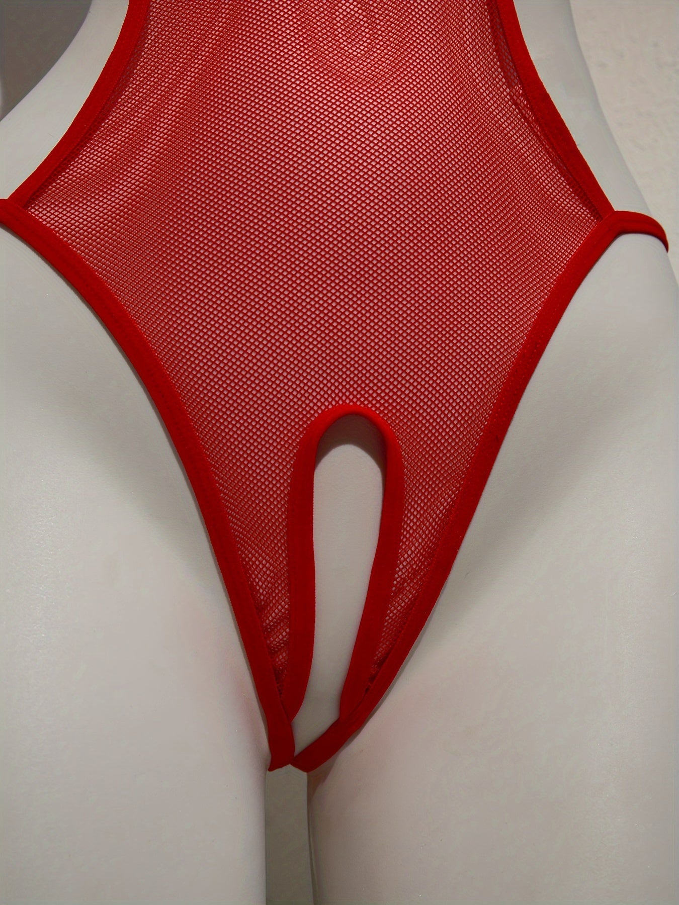 Women's Lace-Up Bodysuit with Halter Neck Semi-Sheer Lingerie