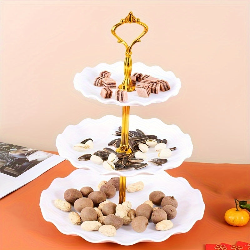 Plastic 3-Tier Cake Stand Holiday Candy Tray Fruit Basket for Events
