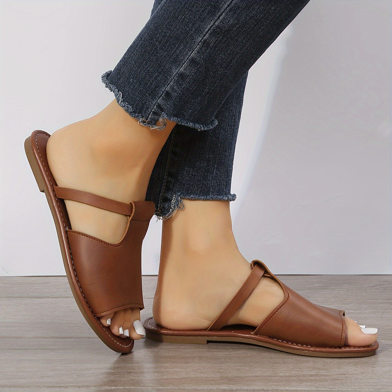 Women's Solid Color Slides Lightweight Flat Slip-On Beach Walking Shoes