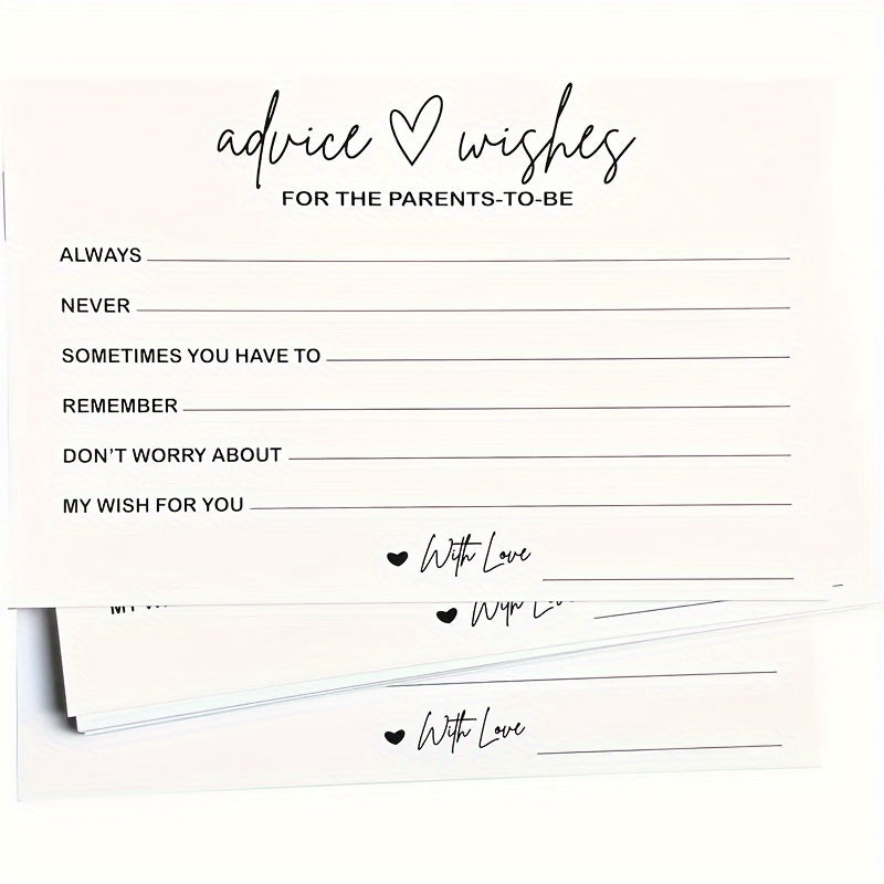 50-Pack Baby Shower Advice and Well Wishes Cards for Expecting Parents 15.24x10.16 cm Durable Cardstock