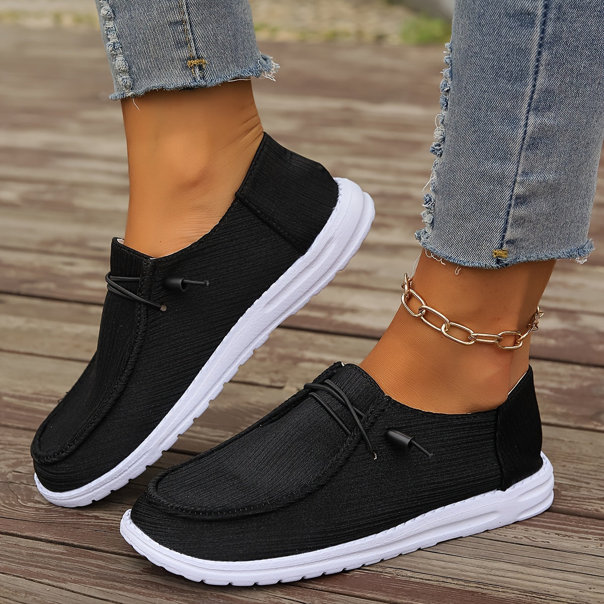 Women's Canvas Slip-On Flat Shoes Breathable Loafers Walking Shoes