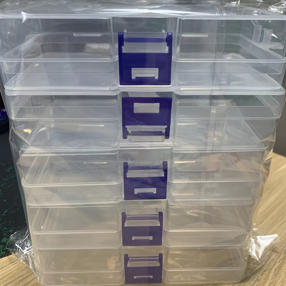 Transparent Plastic Storage Box with 5 Compartments for Jewelry Makeup and Tools