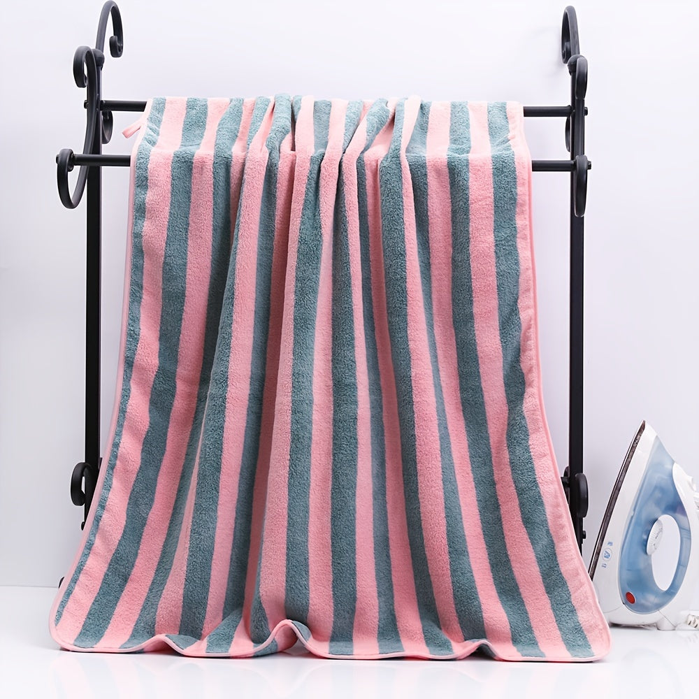 Microfiber Bath Towel Absorbent Quick-Dry with Colorful Stripes