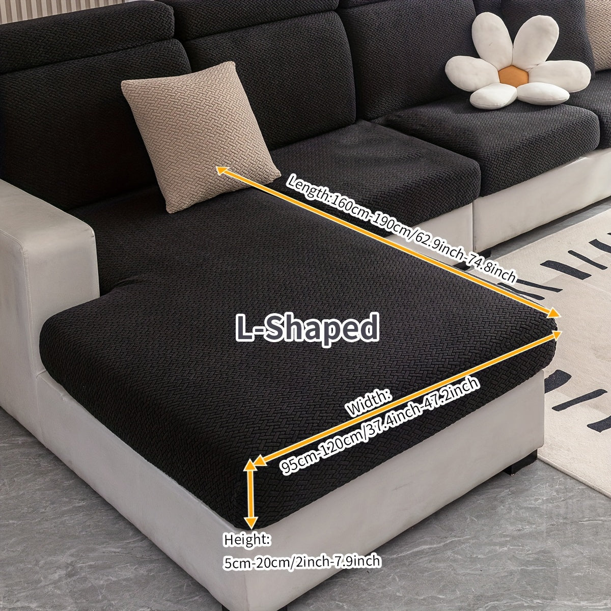 Checkered Pattern Polar Fleece Sofa Cover Boho Style Stretch Fabric Stain and Pet Scratch Protection