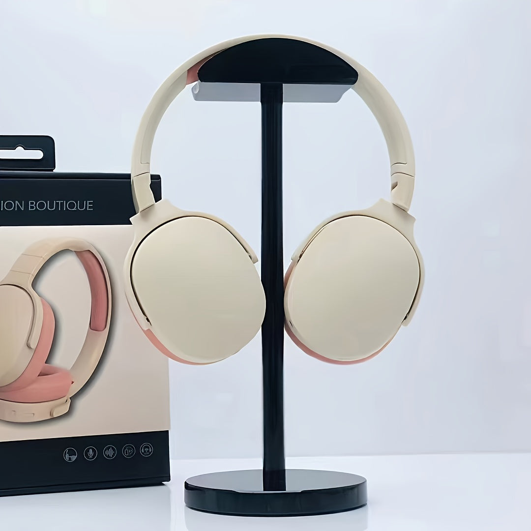 Foldable Wireless Earphones with Leather Design Noise-Isolating Bluetooth Headphones for Tablets PCs TVs Phones