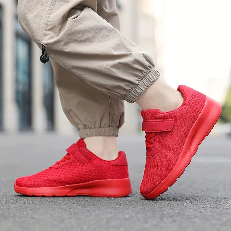 Girls Red Mesh Sneakers Sizes 10.5-4 Casual Breathable Comfortable EVA Insole