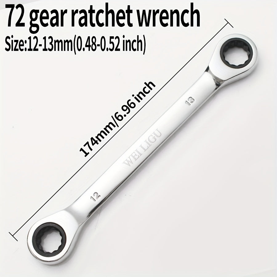 72 Tooth Ratchet Wrench Set Chrome Steel Double End 10-17mm Automotive