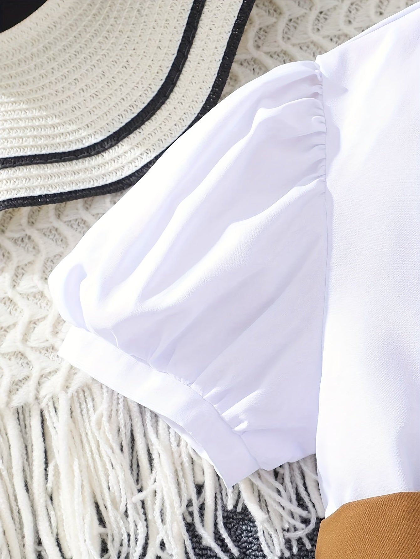 Women's Polyester Blouse with Ruffled Front Short Sleeves Spring Summer Fall