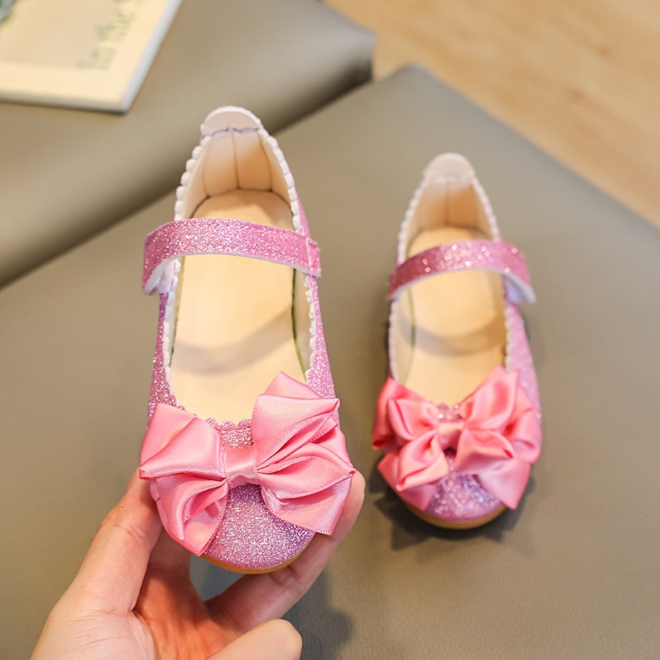 2024 Honey Girl Qiziqarli Mary Jane Poyabzal, Kundalik va Bayram uchun Qaymoq, PU Yuqori Qism, Gumdan Yasalgan Tekis Poyabzal, Kamon Tafsiloti bilan