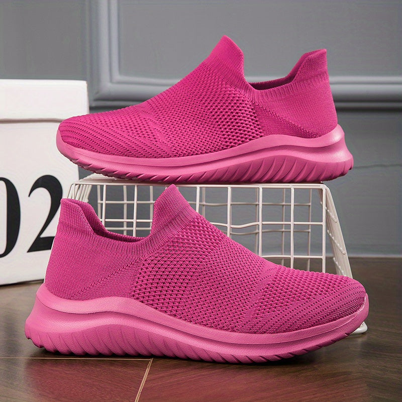 Men's Lightweight Breathable Running Shoes Fabric Slip-On Solid Color Outdoor Sneakers