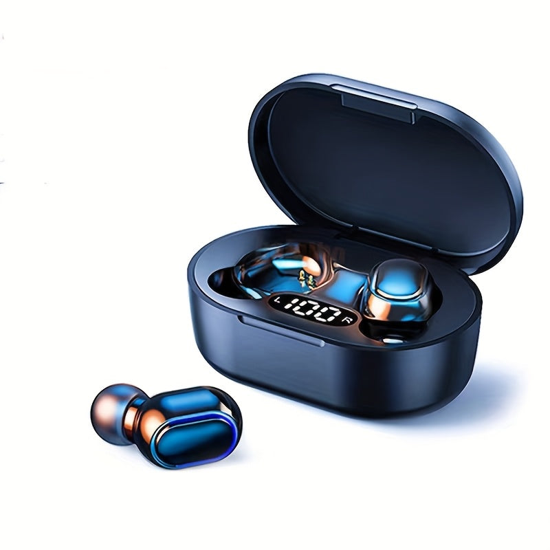 Auriculares inalámbricos intrauditivos deportivos con pantalla LED, carga USB-C, control de medios y micrófono de condensador