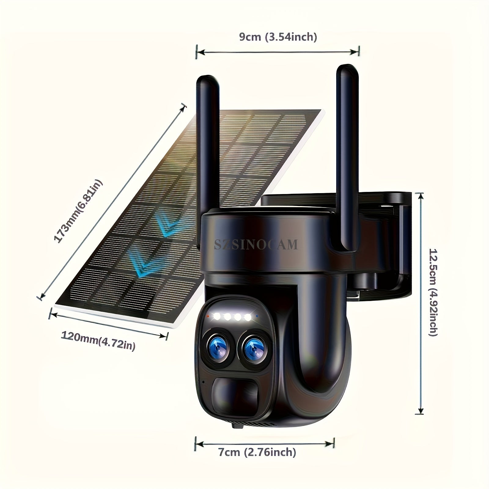 1080P Солнечная уличная камера видеонаблюдения 4G LTE с ночным видением, обнаружением движения, PTZ, двусторонним звуком, SD-картой и облачным хранилищем